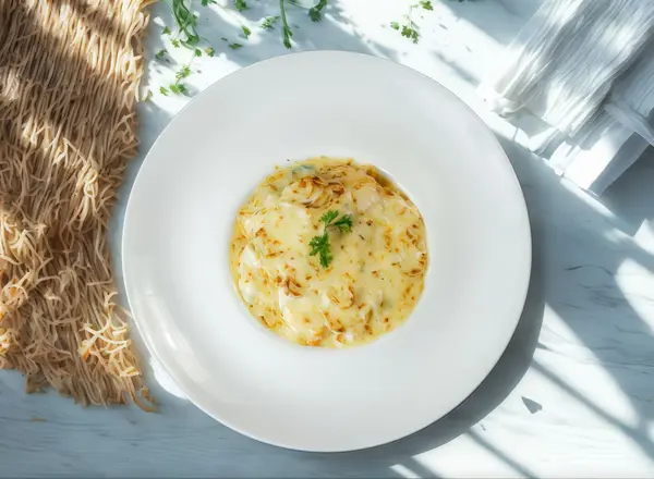 Baked Cheese Fettuccine Alfredo With Mushroom & Spinach's image